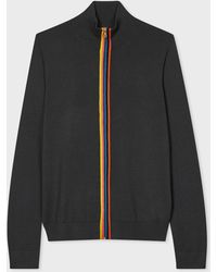 Paul Smith - Charcoal 'Artist Stripe' Zip-Through Merino Wool Cardigan - Lyst