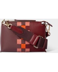 Paul Smith - Burgundy Leather 'screen Check' Small Cross-body Bag - Lyst