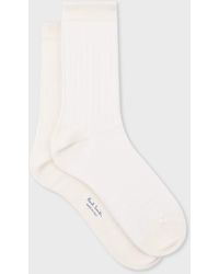 Paul Smith - Ivory Ribbed Socks White - Lyst