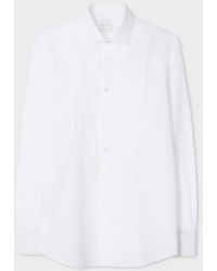 Paul Smith - Tailored-fit White Pleated-bib Cotton Evening Shirt With 'artist Stripe' Double Cuff - Lyst