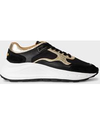 Paul Smith - Leather Black And Gold 'elowen' Trainers - Lyst