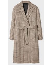 Paul Smith - Wool-Blend Check Houndstooth Tie-Waist Coat - Lyst