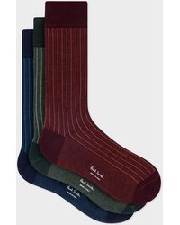 Paul Smith - 'painted Stripe' Cotton-blend Three Pack Socks Multicolour - Lyst
