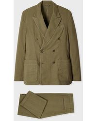 Paul Smith - Khaki Cotton-Linen Double-Breasted Suit - Lyst