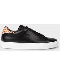 Paul Smith - Black Leather 'beck' Sneakers With 'signature Stripe' Heel Panels - Lyst