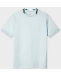 Paul Smith - Sky 'Signature Stripe' Collar T-Shirt - Lyst