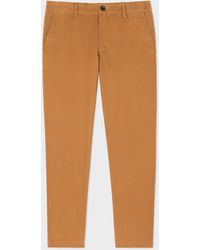 PS by Paul Smith - Tapered-fit Tan Stretch-cotton 'happy' Chinos Brown - Lyst