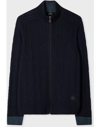 Paul Smith - Cable-Knit Cotton Zip Cardigan - Lyst