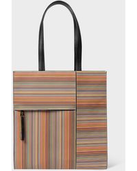 Paul Smith - Leather 'signature Stripe' Tote Bag Multicolour - Lyst