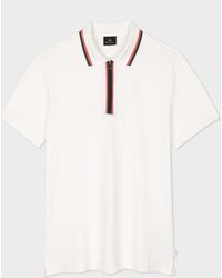 PS by Paul Smith - Ecru Zip Neck Stretch-cotton Polo Shirt White - Lyst