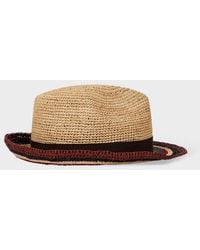 Paul Smith - 'Signature Stripe' Straw Trilby Hat - Lyst