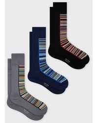 Paul Smith - 'Signature Stripe' Panel Socks Three Pack - Lyst