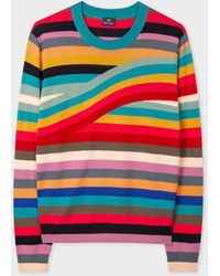 PS by Paul Smith - 'swirl' Stripe Merino Wool Sweater Multicolour - Lyst