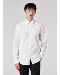Paul Smith - Men's Slim-fit White Poplin Cotton Shirt With 'artist Stripe' Cuff Lining - Lyst
