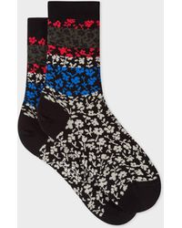 Paul Smith Black 'floral Flag' Socks