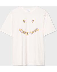 PS by Paul Smith - White 'floral Happy' Print T-shirt - Lyst