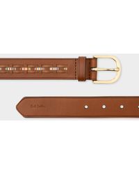 Paul Smith - Tan Woven Leather 'signature Stripe' Belt Brown - Lyst