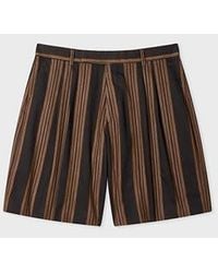 Paul Smith - Stripe Pleated Cotton Shorts - Lyst