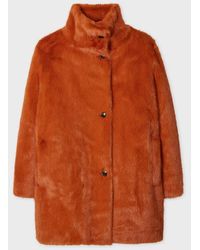 Paul Smith - Rust Faux Fur Coat - Lyst