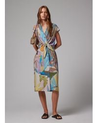 Paul Smith - Tie Front Pastel 'River Collage' Midi Dress - Lyst