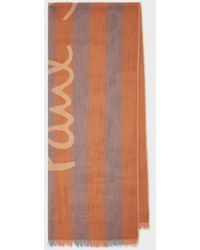 Paul Smith - Stripe Cotton Logo Scarf - Lyst