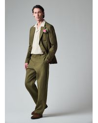 Paul Smith - Relaxed-Fit Khaki Linen Trousers - Lyst