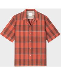 Paul Smith - Tailored-fit Cotton-linen Red Check 'signature Stripe' Shirt Pink - Lyst