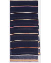 Paul Smith - Women's Navy Broken 'signature Stripe' Silk-blend Scarf - Lyst