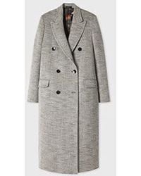 Paul Smith - Herringbone Double Breasted Coat - Lyst