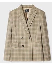 Paul Smith - Cream And Check Double-Breasted Blazer - Lyst