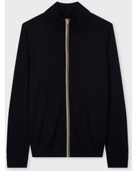 Paul Smith - Washable Merino Wool 'Signature Stripe' Zip Cardigan - Lyst