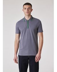 Paul Smith - Zip-Neck Polo Shirt With Contrast Tipping - Lyst