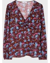 PS by Paul Smith - Maroon 'snow Pixie' V Neck Top Blue - Lyst