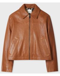 Paul Smith - Tan Leather Jacket - Lyst
