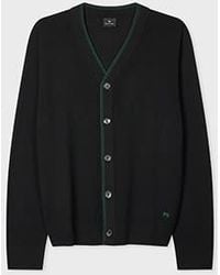 Paul Smith - Contrast-Collar Merino Wool Cardigan - Lyst