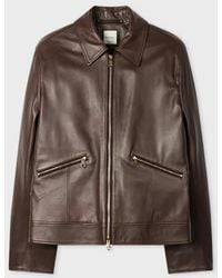 Paul Smith - Chocolate Nappa Leather Jacket - Lyst