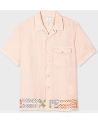 PS by Paul Smith - Beige Linen Shirt With Cross-stitch Detail Brown - Lyst