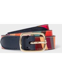 Paul Smith - Navy Leather Belt With 'swirl' Panel Multicolour - Lyst