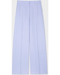 PS by Paul Smith - Lilac Wool-hopsack Wide Leg Trousers Blue - Lyst