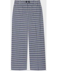 PS by Paul Smith - Wool Blue Check Wide-leg Trousers - Lyst