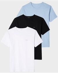 Paul Smith - Mixed Colour Organic Cotton Logo Lounge T-Shirts Three Pack - Lyst