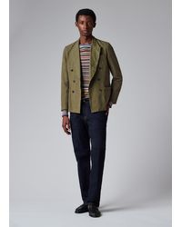 Paul Smith - Khaki Cotton-Linen Double-Breasted Blazer - Lyst