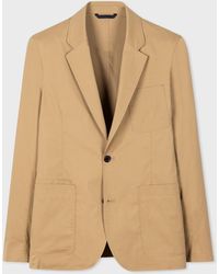 PS by Paul Smith - Casual-fit Tan Cotton-blend Blazer Brown - Lyst