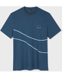 PS by Paul Smith - Navy Cotton 'happy' Wave T-shirt Blue - Lyst