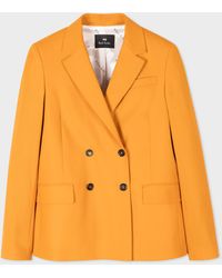 PS by Paul Smith - Mustard Wool-hopsack Double-breasted Blazer Yellow - Lyst