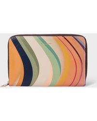 Paul Smith - Medium 'Dusky Swirl' Leather Zip-Around Purse - Lyst