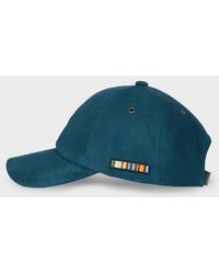 Paul Smith - Dark 'Signature Stripe' Trim Suede Baseball Cap - Lyst