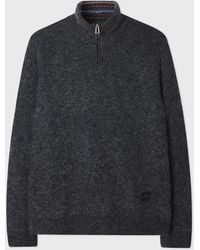 Paul Smith - Dark Charcoal Cotton & Wool Blend Half-Zip Sweater - Lyst
