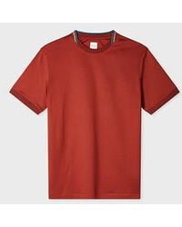 Paul Smith - Rust 'Signature Stripe' Collar T-Shirt - Lyst
