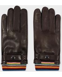 Paul Smith - Leather 'Signature Stripe' Cuff Gloves - Lyst